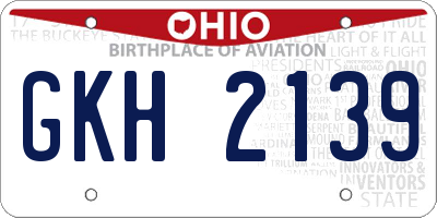 OH license plate GKH2139