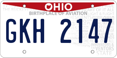 OH license plate GKH2147
