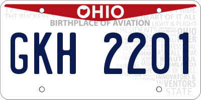 OH license plate GKH2201