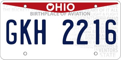 OH license plate GKH2216