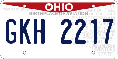 OH license plate GKH2217