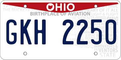 OH license plate GKH2250