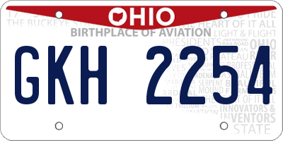OH license plate GKH2254