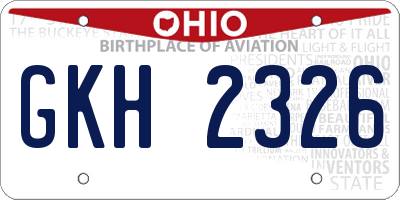 OH license plate GKH2326