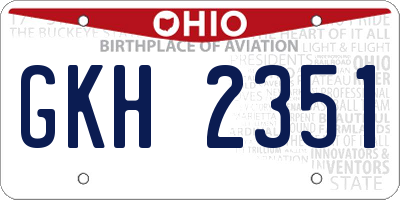 OH license plate GKH2351