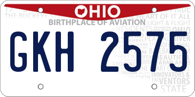 OH license plate GKH2575