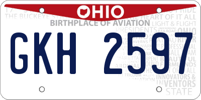 OH license plate GKH2597