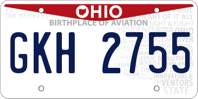 OH license plate GKH2755