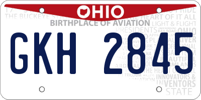 OH license plate GKH2845