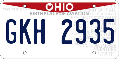 OH license plate GKH2935