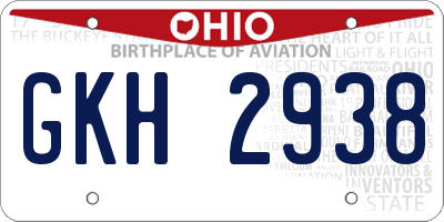 OH license plate GKH2938