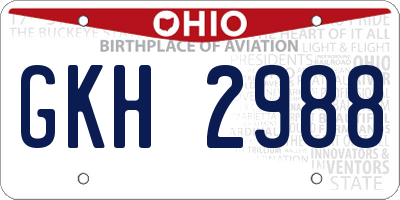 OH license plate GKH2988