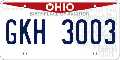 OH license plate GKH3003