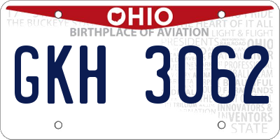 OH license plate GKH3062