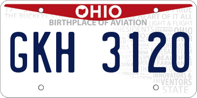 OH license plate GKH3120
