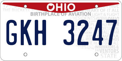 OH license plate GKH3247