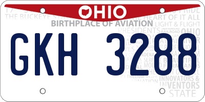 OH license plate GKH3288