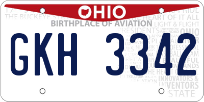 OH license plate GKH3342