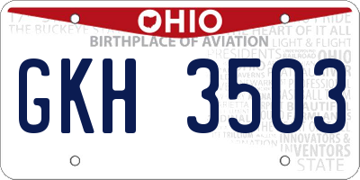 OH license plate GKH3503