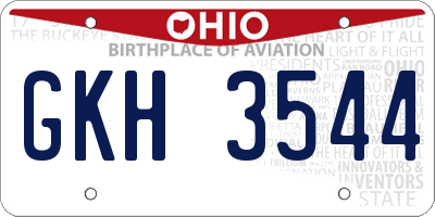 OH license plate GKH3544