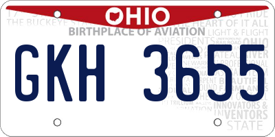 OH license plate GKH3655