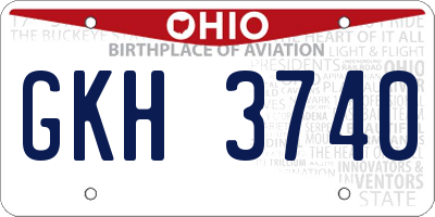 OH license plate GKH3740