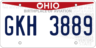 OH license plate GKH3889