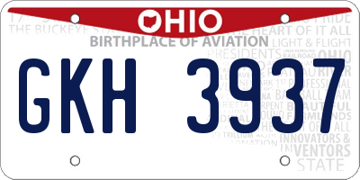 OH license plate GKH3937
