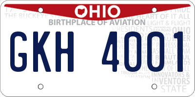 OH license plate GKH4001