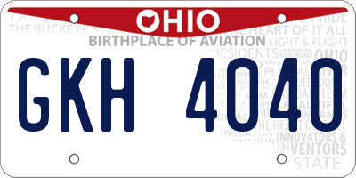 OH license plate GKH4040