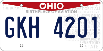 OH license plate GKH4201