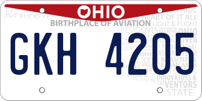 OH license plate GKH4205
