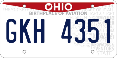 OH license plate GKH4351