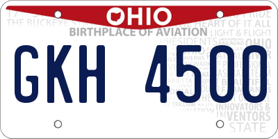 OH license plate GKH4500