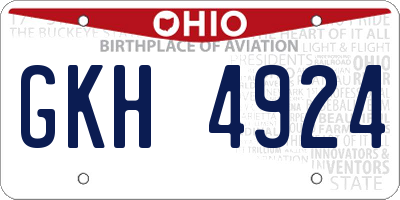 OH license plate GKH4924