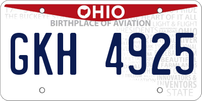OH license plate GKH4925