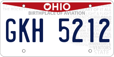 OH license plate GKH5212