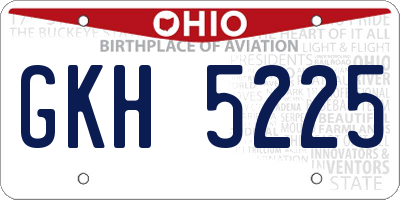 OH license plate GKH5225