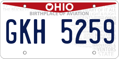 OH license plate GKH5259