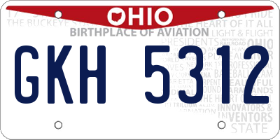 OH license plate GKH5312