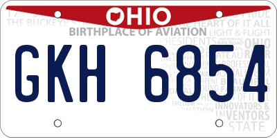 OH license plate GKH6854