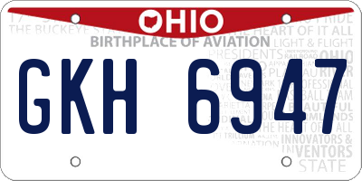 OH license plate GKH6947