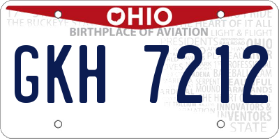 OH license plate GKH7212