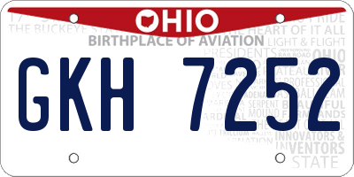 OH license plate GKH7252