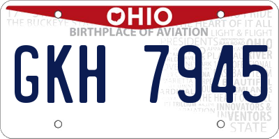 OH license plate GKH7945