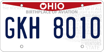 OH license plate GKH8010