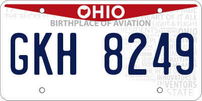 OH license plate GKH8249