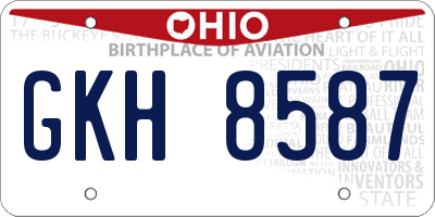 OH license plate GKH8587