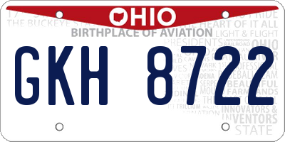 OH license plate GKH8722