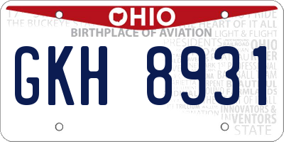 OH license plate GKH8931